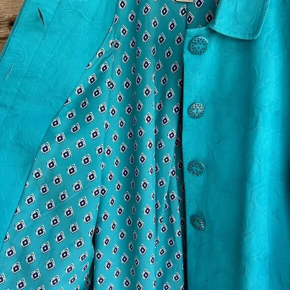 Chico's Jacquard Turquoise Blazer, Size 3 - Picture 4 of 11